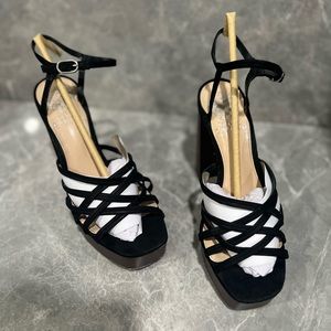 Vince camuto block heel black:brown